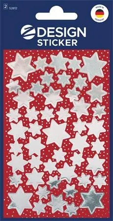 Matrica, 2 ív, 76x120 mm, AVERY ZWECKFORM, Z-Design No.52812, ezüst csillagok (AY52812)