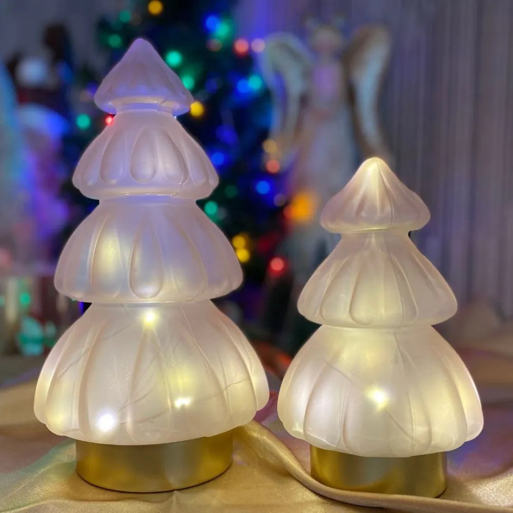 Leo üveg karácsonyi dísz ledes 2 színben 19 cm