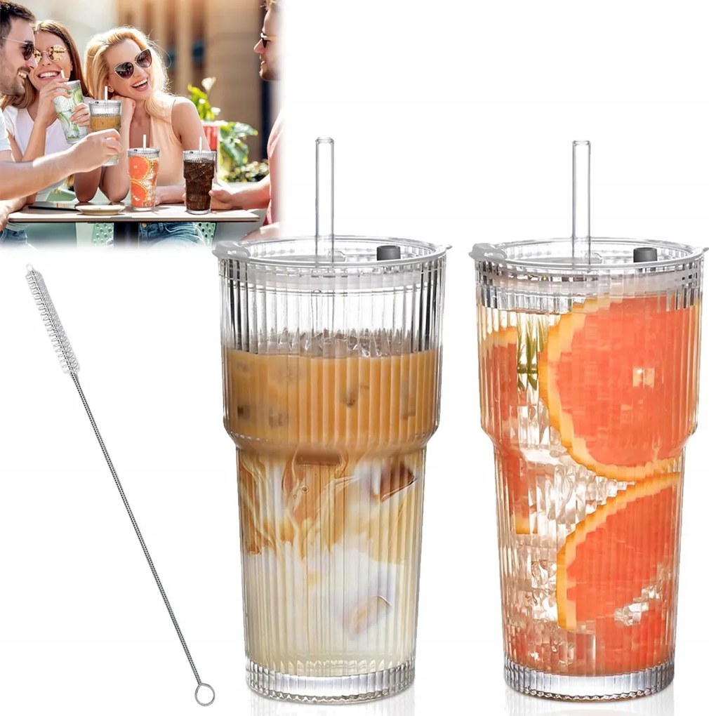 Italos poharak szívószállal és kefével 2 db 600ml Új 2026