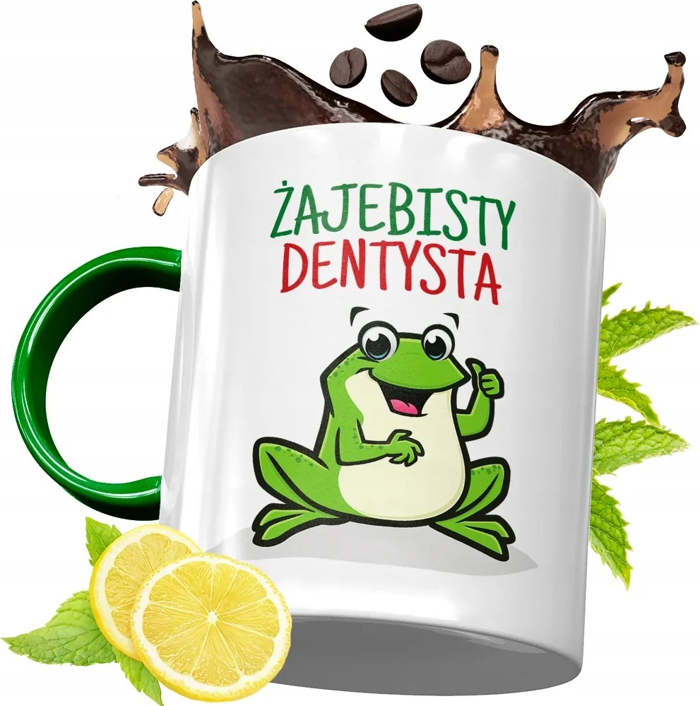 Zöld Bögre Fogorvosnak Ajándékba, fényképes nyomattal