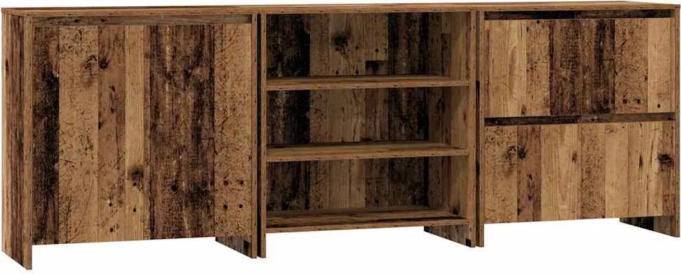 vidaXL Széf fiókkal 3 pcs Öreg fa 70 x 41 x 75 cm Faanyag