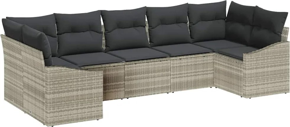 vidaXL Kanapé Szett párnával 7 pcs Világosszürke polirattan