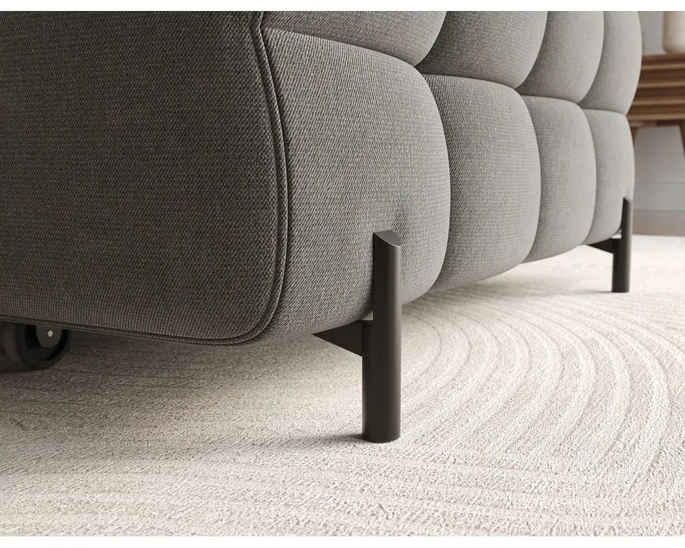 Szürkésbarna bársony kinyitható-tárolóhelyes sarokkanapé (jobb oldali-heverő résszel) Felro – ELTAP