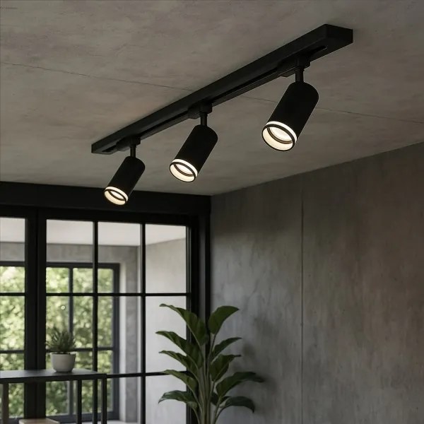 PIPE sínes rendszerbe szerelhető spotlámpa, 3x GU10/10W/230V, fekete