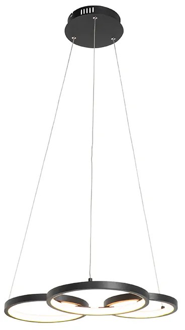 Függőlámpa fekete LED-del, 3 fokozatú dimmerrel, 3 lámpás - Rondas