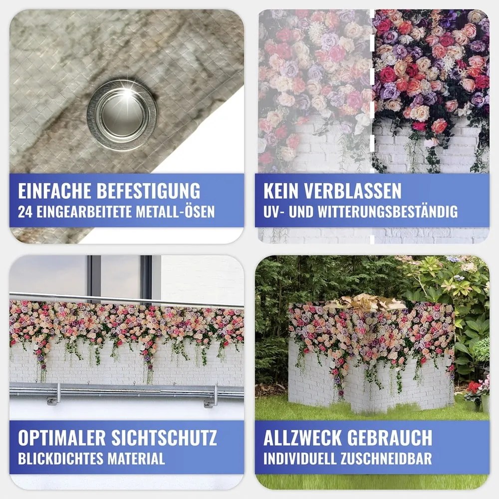 Műanyag belátásgátló erkélyre 500x85 cm Roses - Maximex