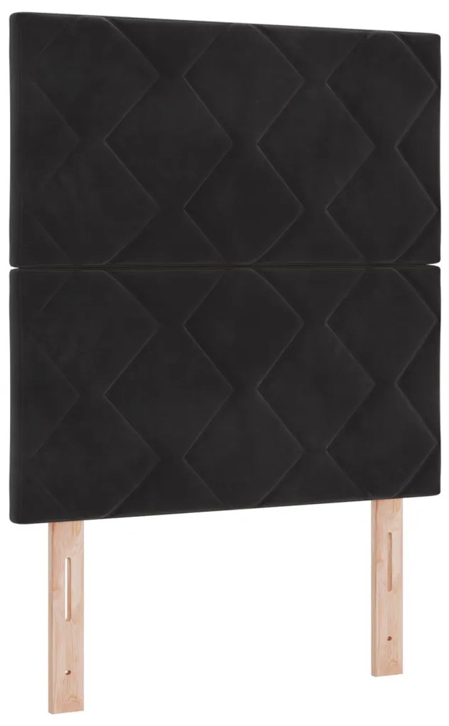 Boxspring Ágy Matrac Fekete 80x200 cm Bársony