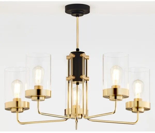 Jupiter 2088 - Rúdos csillár RAMIREZ 5xE27/15W/230V arany/fekete