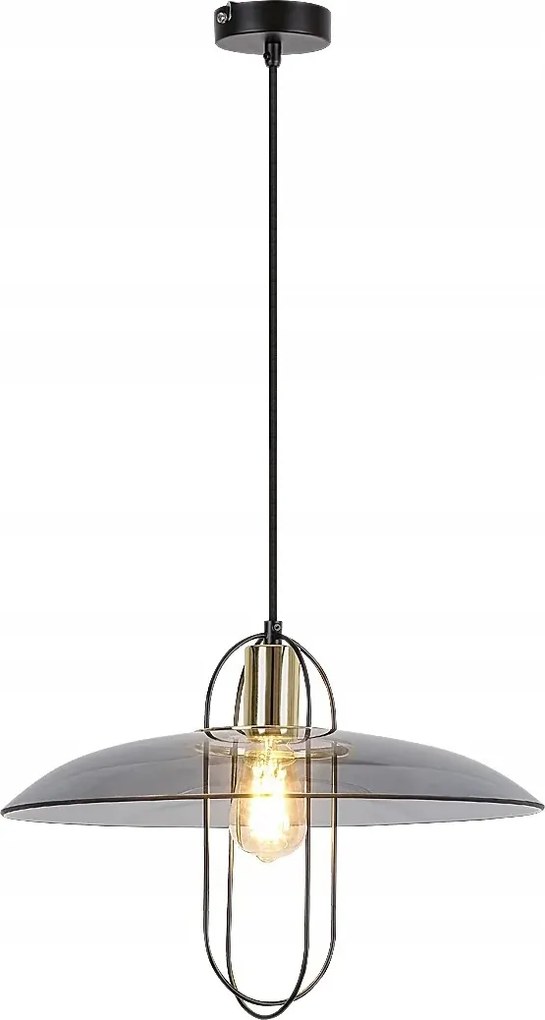 Ipari függőlámpa fekete üveg kerek 40 cm az asztal felett Rabalux