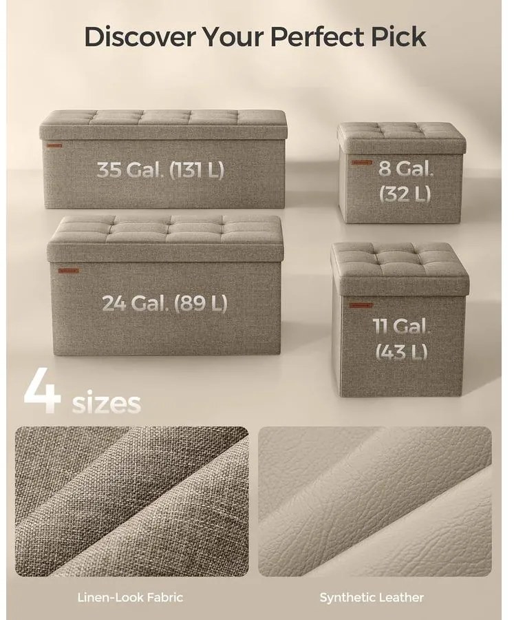 Tárolós ülőke, összecsukható pad, 38 × 110 × 38 cm, tevebarna színben