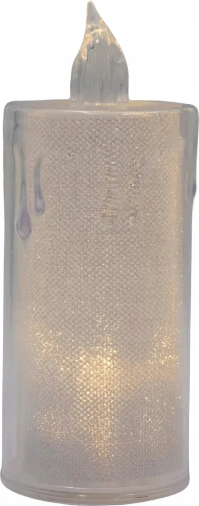 Dekoratív Led gyertya 12,5 cm átlátszó meleg fehér fény