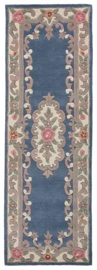 Aubusson kék gyapjú szőnyeg, 67 x 210 cm - Flair Rugs
