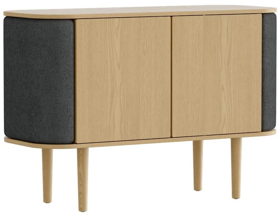 Antracitszürke-natúr színű alacsony komód tölgyfa dekorral 109x75 cm Treasures – UMAGE