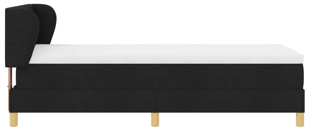 Boxspring Ágy Mattal - Fekete, 90x190 cm, Szövet