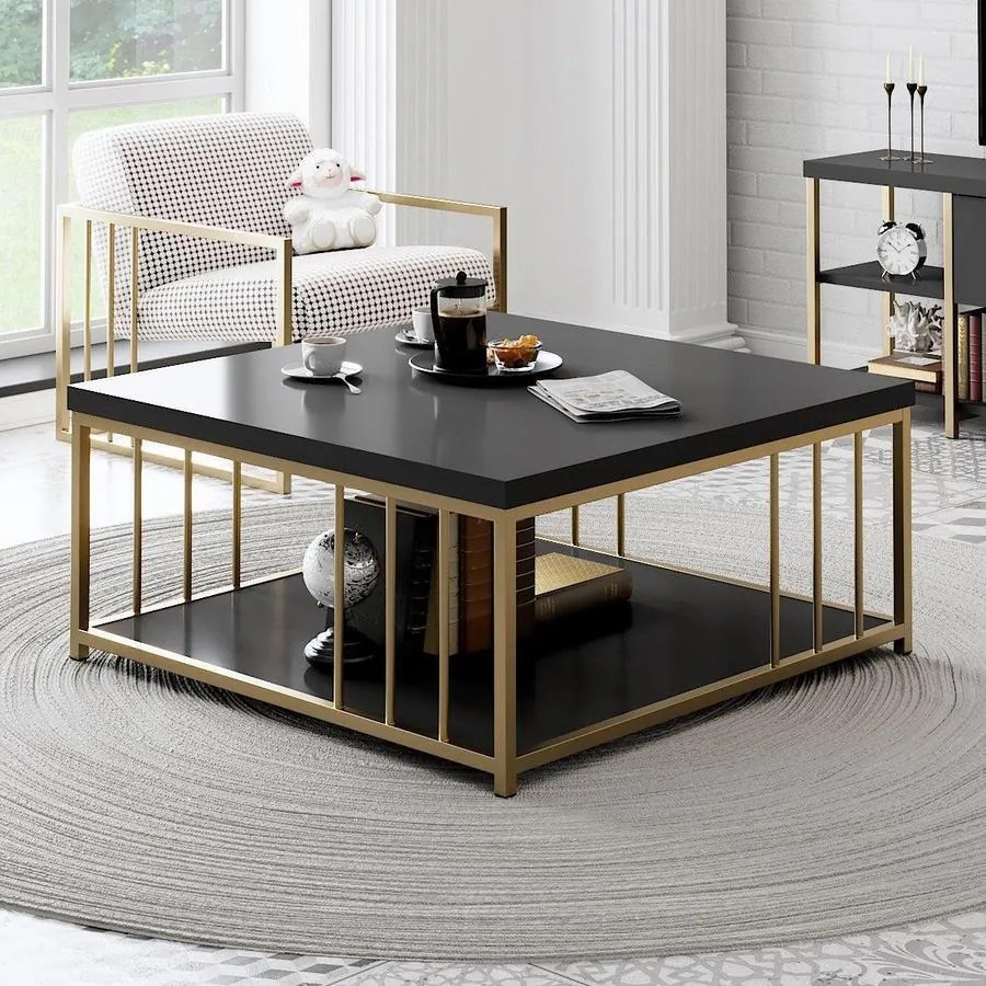 Dohányzóasztal Zenn - Anthracite, Gold