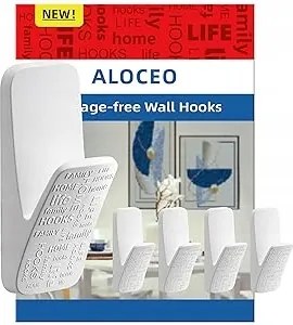 Öntapadó Falra Szerelhető Akasztók Konyhába, Fürdőszobába, Fehér, 5 db