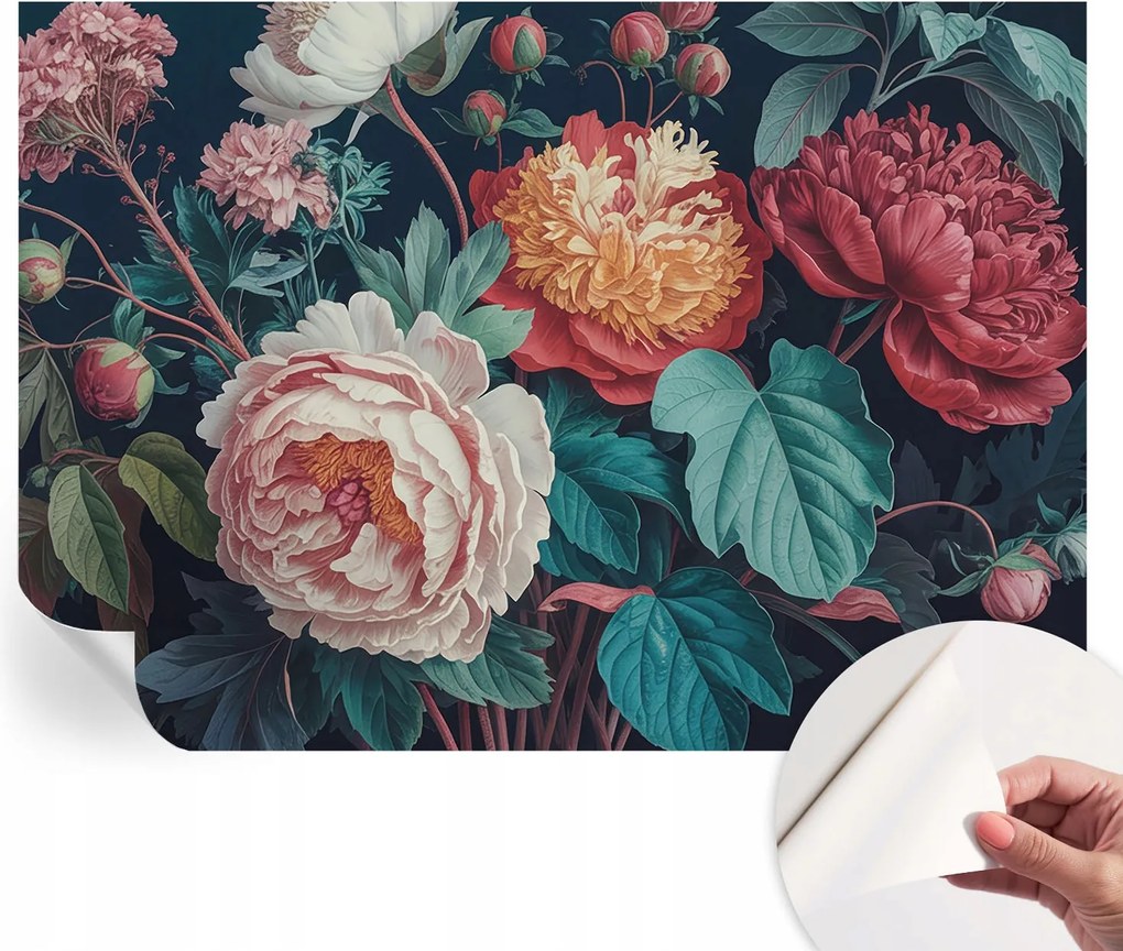 Öntapadós tapéta Fali furnér 3D hatás Színes virágok 208x146 cm