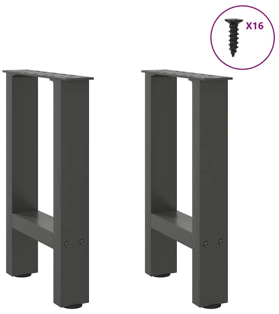 2 db antracitszürke acél dohányzóasztal láb 28 x (42-43) cm