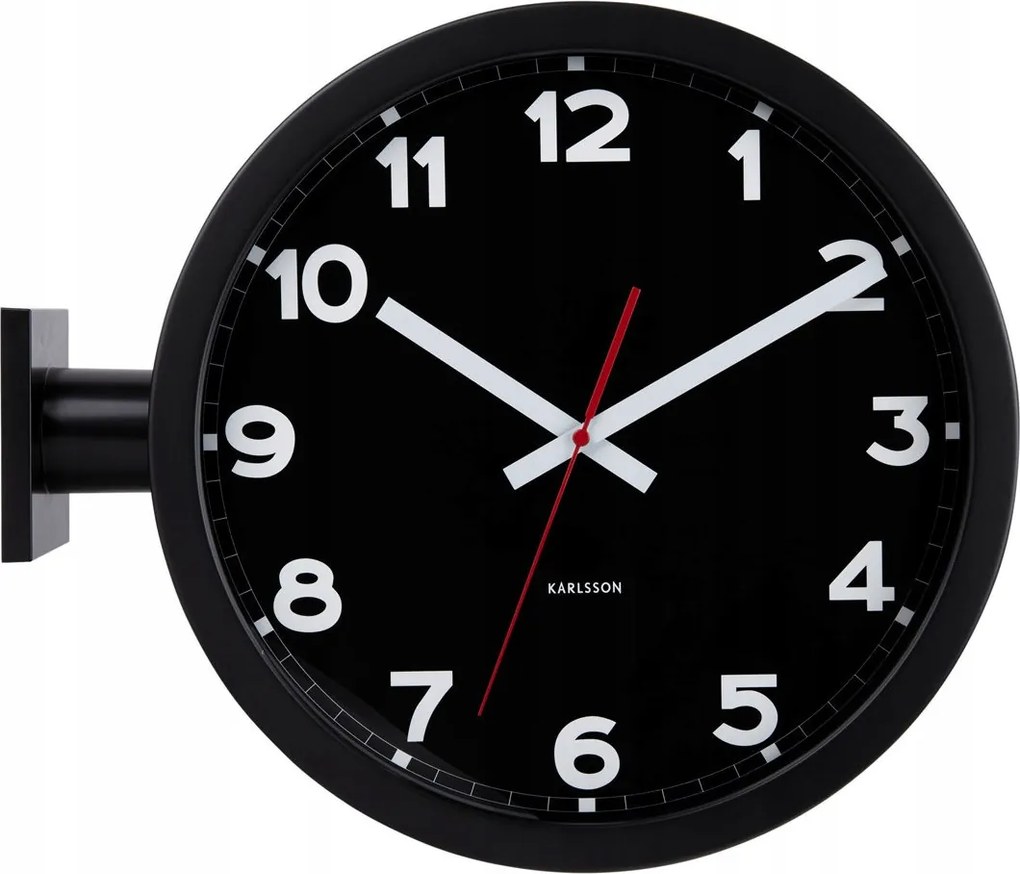 Nagy Fekete Kerek Kétoldalas Falióra Karlsson KA5966BK