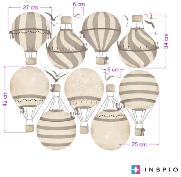 INSPIO Hőlégballon falmatricák barna színben