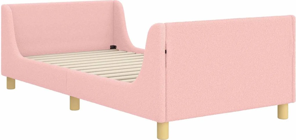 vidaXL Gyerekágy kerettel fejtámlával Rózsaszín 90 x 190 cm Juh Gyapjú