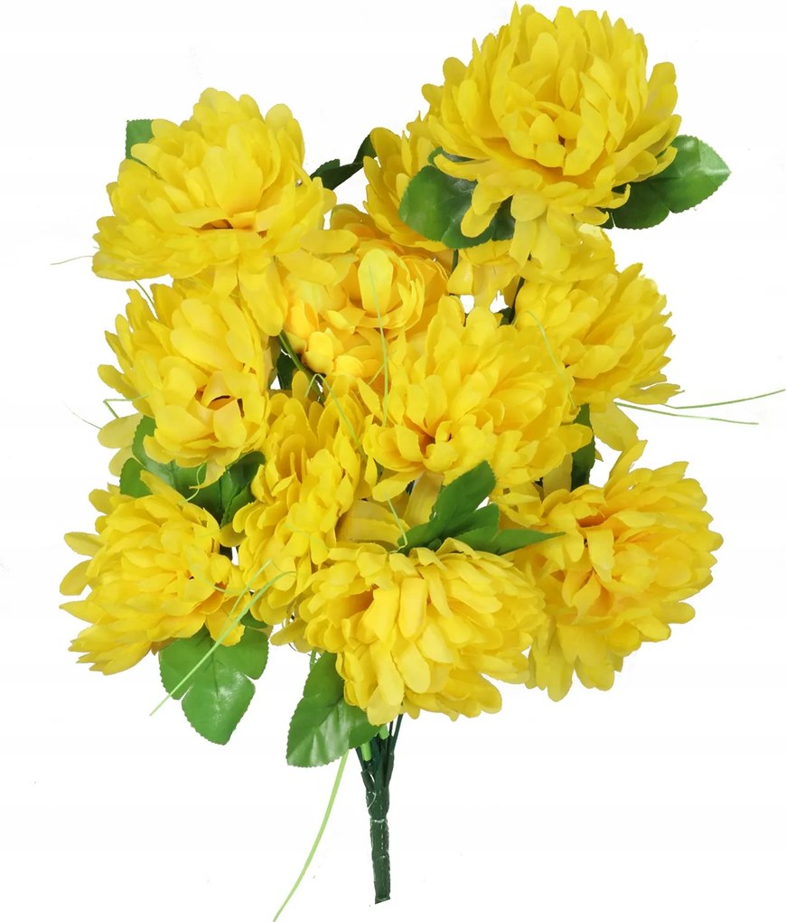 14 db-os sárga krizantém csokor kiegészítőkkel 54cm