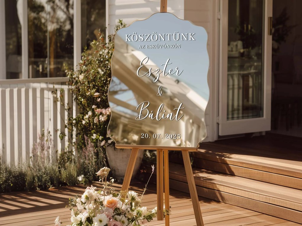 Személyre szabott tükör matrica S51 – Köszöntünk az esküvőnkön 55x100