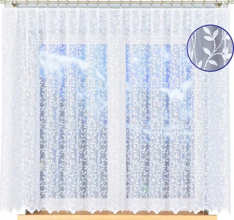 Rövid Jacquard Függöny 450x160 Apró Levelek Szoba Konyha Klasszikus