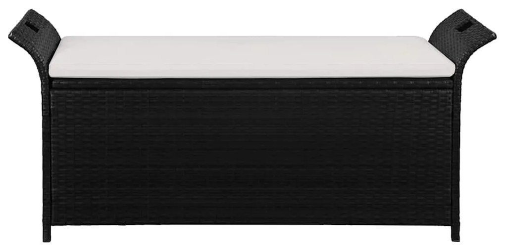 vidaXL fekete polyrattan tárolópad párnával 138 cm
