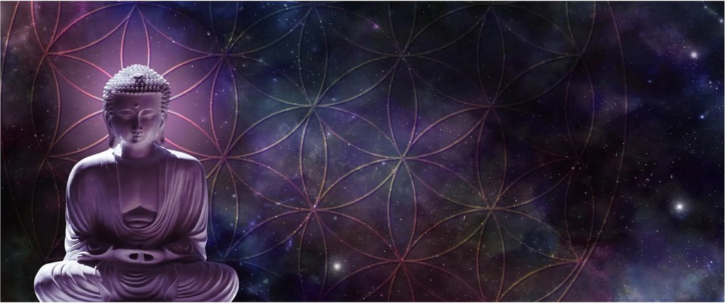 Kép - Buddha az élet virágaival (120x50 cm)