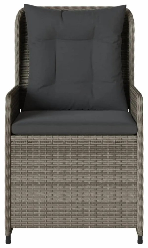 2 db szürke polyrattan dönthető kerti szék