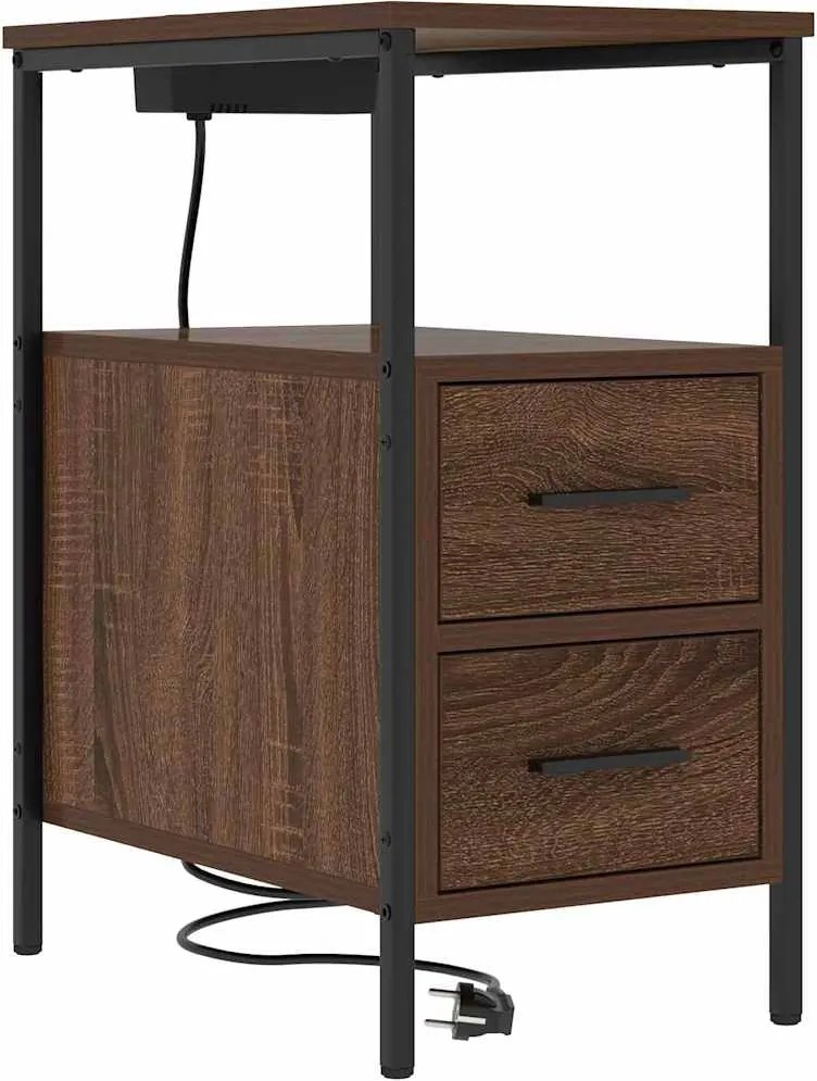 vidaXL Éjjeliszekrény fiókkal Barna Tölgy 30 x 48 x 61 cm Faanyag