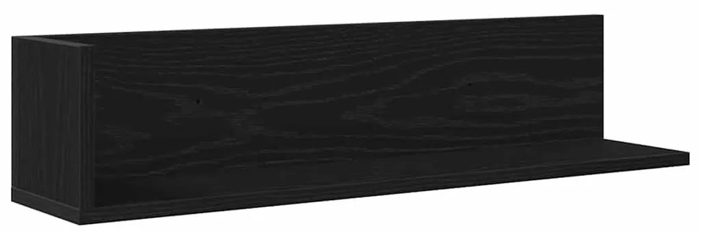 2 db fekete szerelt fa fali polc 75 x 16,5 x 16,5 cm