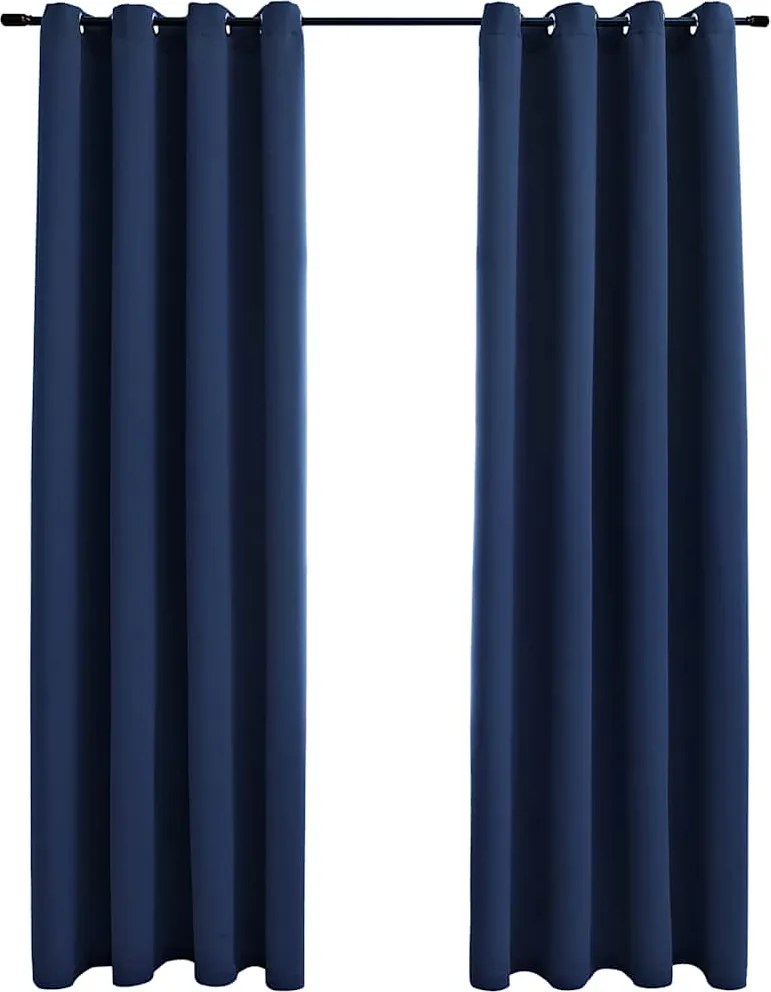 vidaXL 2 db kék sötétítőfüggöny fémgyűrűkkel 140 x 175 cm