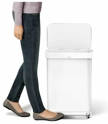 Simplehuman pedálos szemeteskosár 55 l, fehér, 55 l