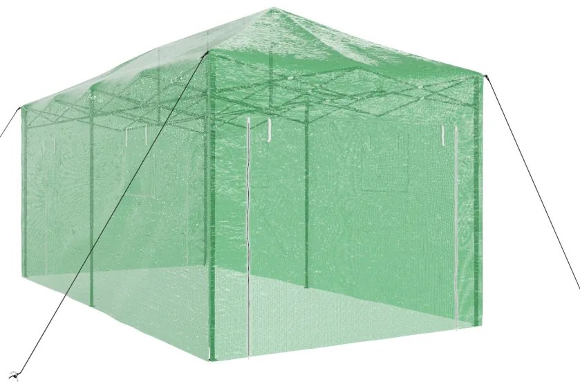 Összecsukható Üvegház – Zöld, 580 x 290 x 315 cm, Acél