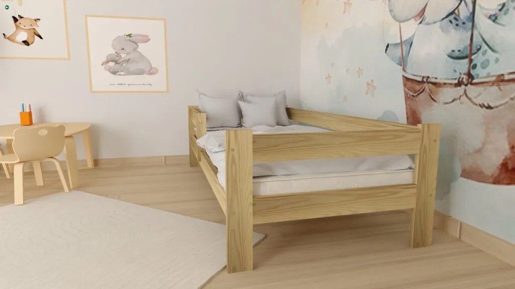 Ala fenyő gyerekágy natúr 90x200 + ajándék ágyrács