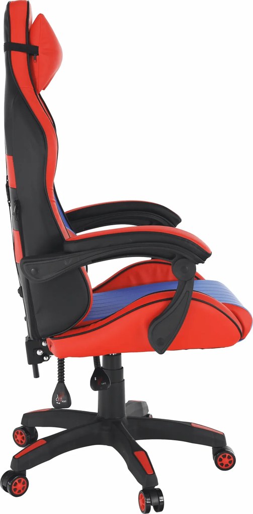Irodai/gamer szék, kék/piros, SPIDEX NEW