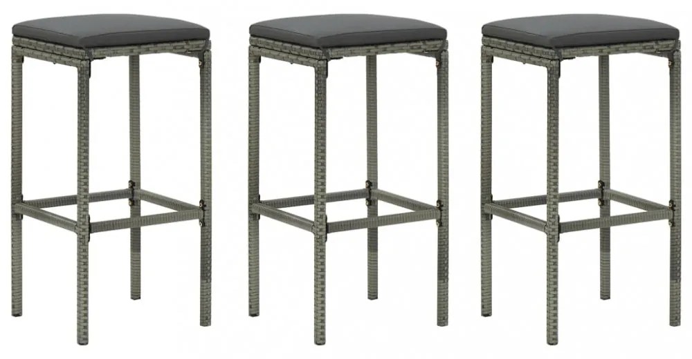 4 részes szürke polyrattan kerti bárszett párnával