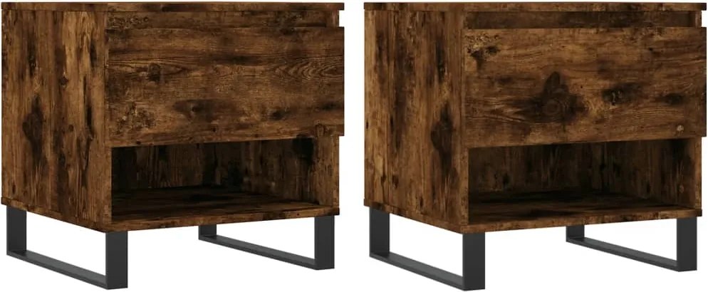 vidaXL 2 db füstös tölgy szerelt fa dohányzóasztal 50 x 46 x 50 cm