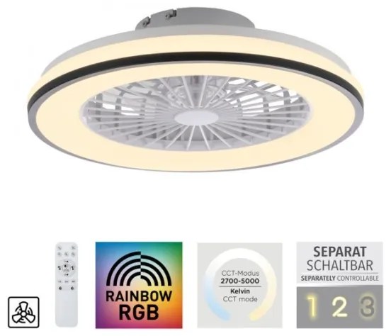 JUST LIGHT. 14447-18 - LENO LED RGBW mennyezeti ventilátor 44W/230V + DO