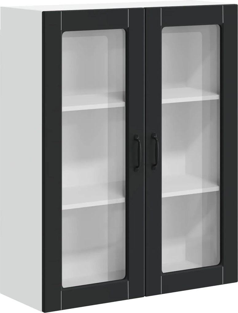 vidaXL Fali konyhaszekrény ajtóval Fekete 80 x 31 x 100 cm Faanyag