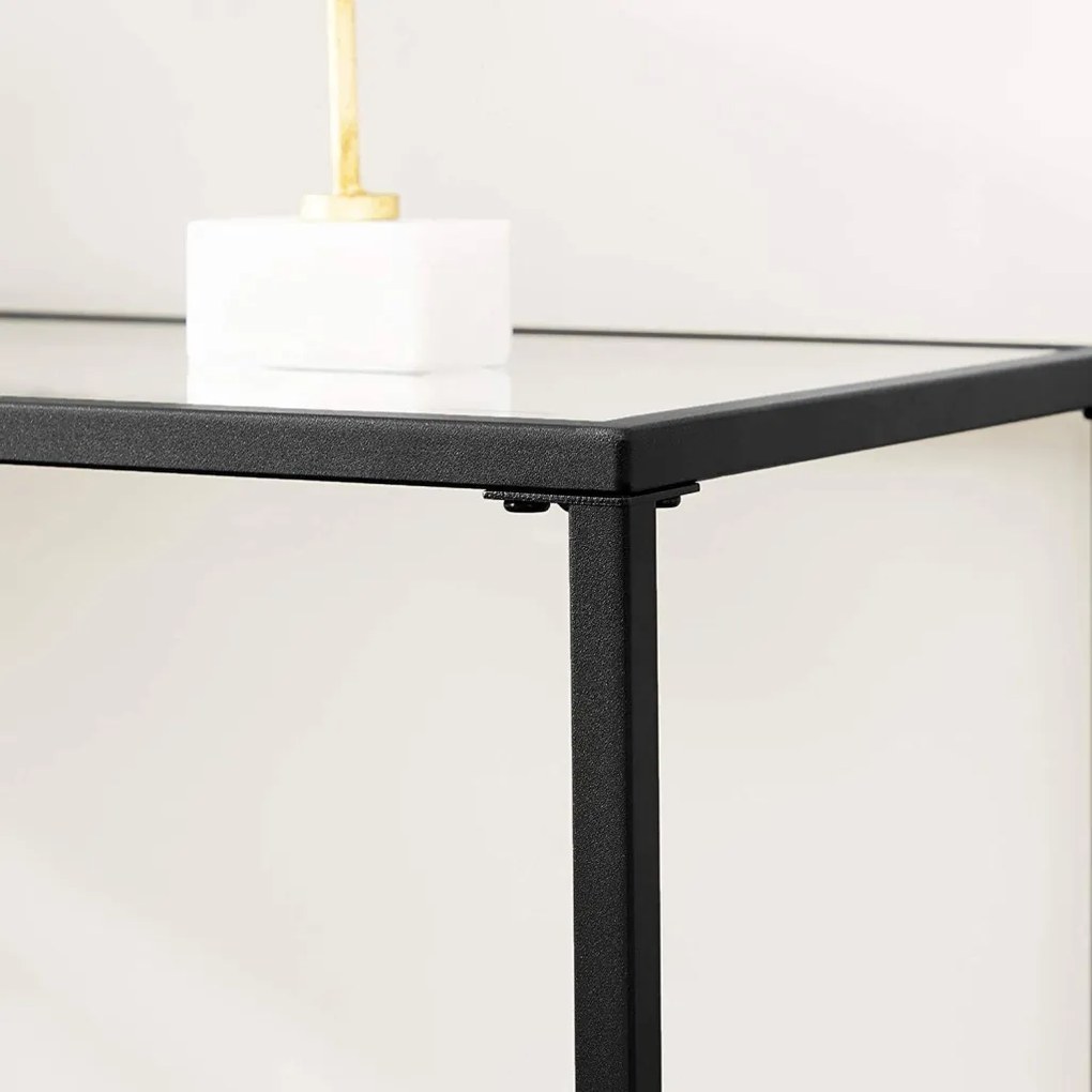 Konzolasztal edzett üveglappal, fekete 100x35x80cm
