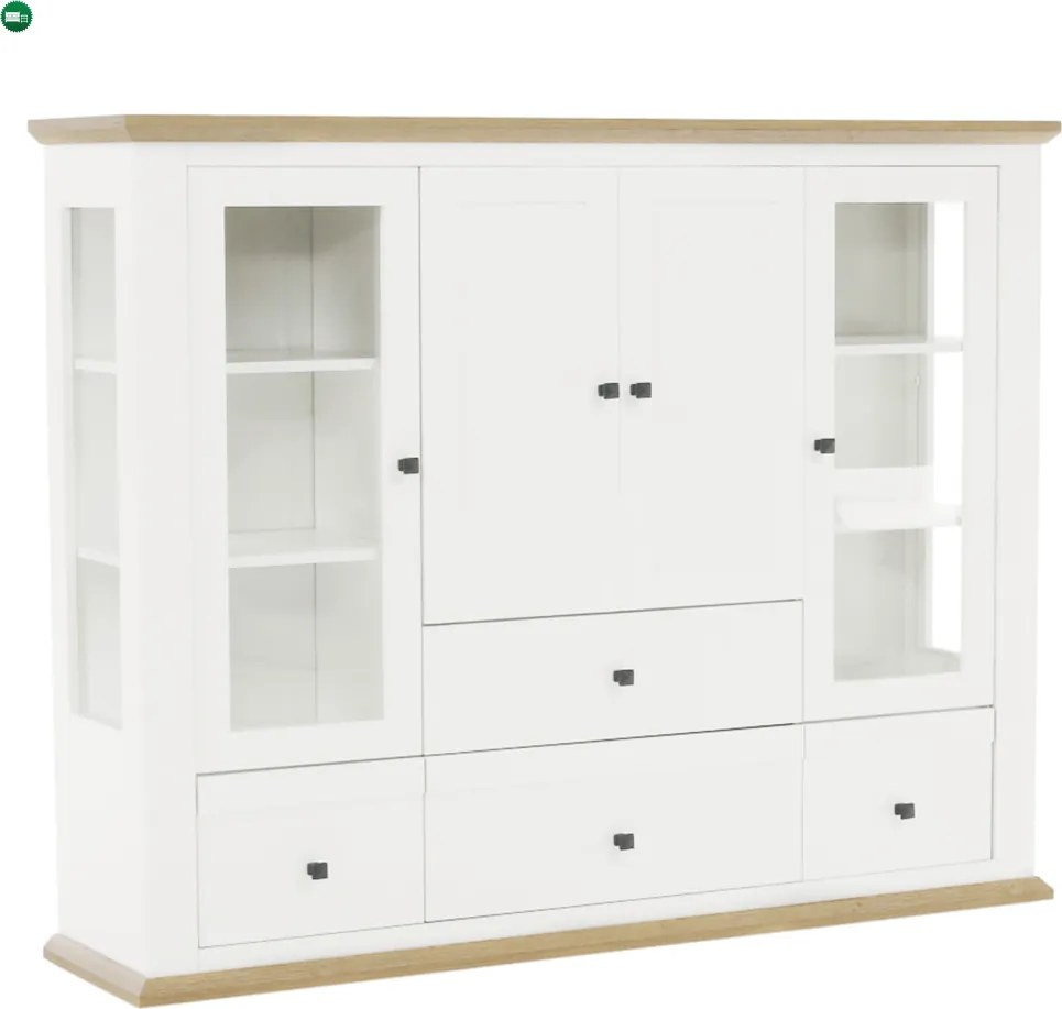 Vitrin MZ6, fehér/grand tölgy, LEON