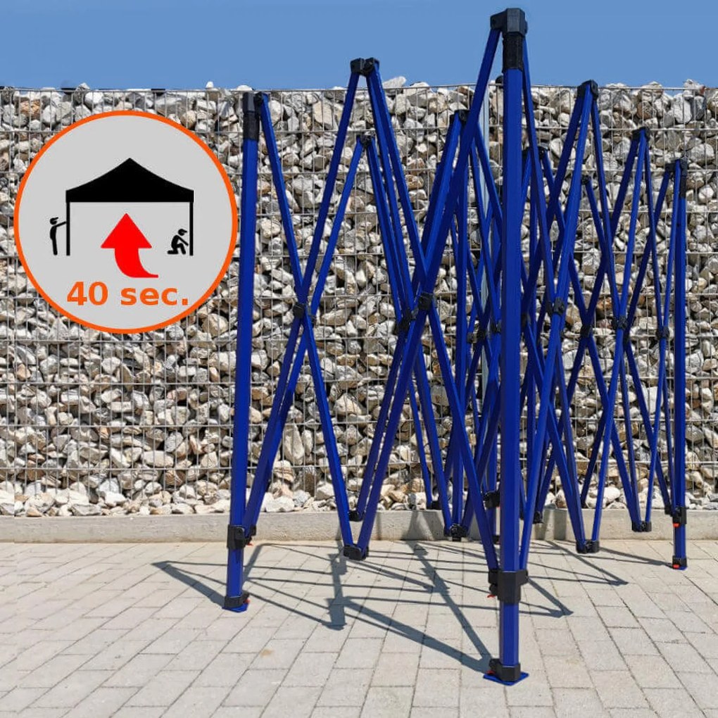 Elárusító standok 3x4,5 m, 3 fallal | Gyors felállítás, 12,5 m² - plusz 3 oldalfal - Narancssárga