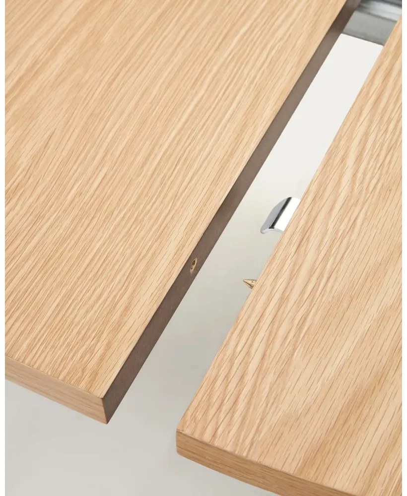 Natúr színű kerek bővíthető étkezőasztal tölgyfa dekoros asztallappal ø 90 cm Montuiri – Kave Home