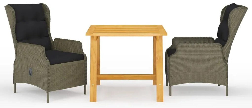 vidaXL 3 részes barna kerti étkezőgarnitúra