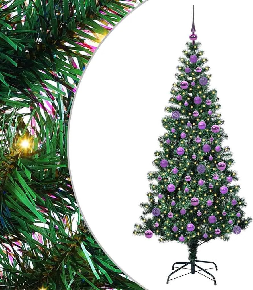 vidaXL Mesterséges, előre világított karácsonyi fa Zöld 180 cm