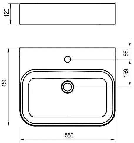 Ravak XJX01155006 - Pultlapra szerelhető CERAMIC SLIM mosdó 55x45 cm kerámia/fehér