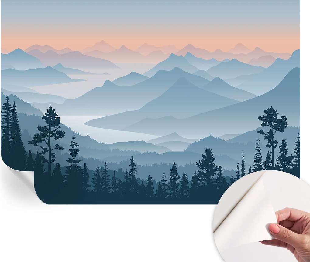 Öntapadós tapéta Divatos 3D fali ragasztóval Hegyi panoráma 152x104 cm